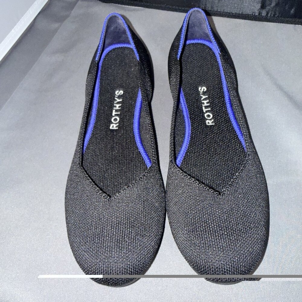 Rothy's The Flat Round Toe Ballet Women’s Shoes Black Size 7 Washable Flexible - Picture 3 of 7